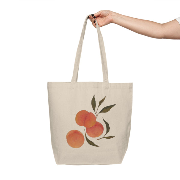 Peach Forest Print Canvas Tote Bag